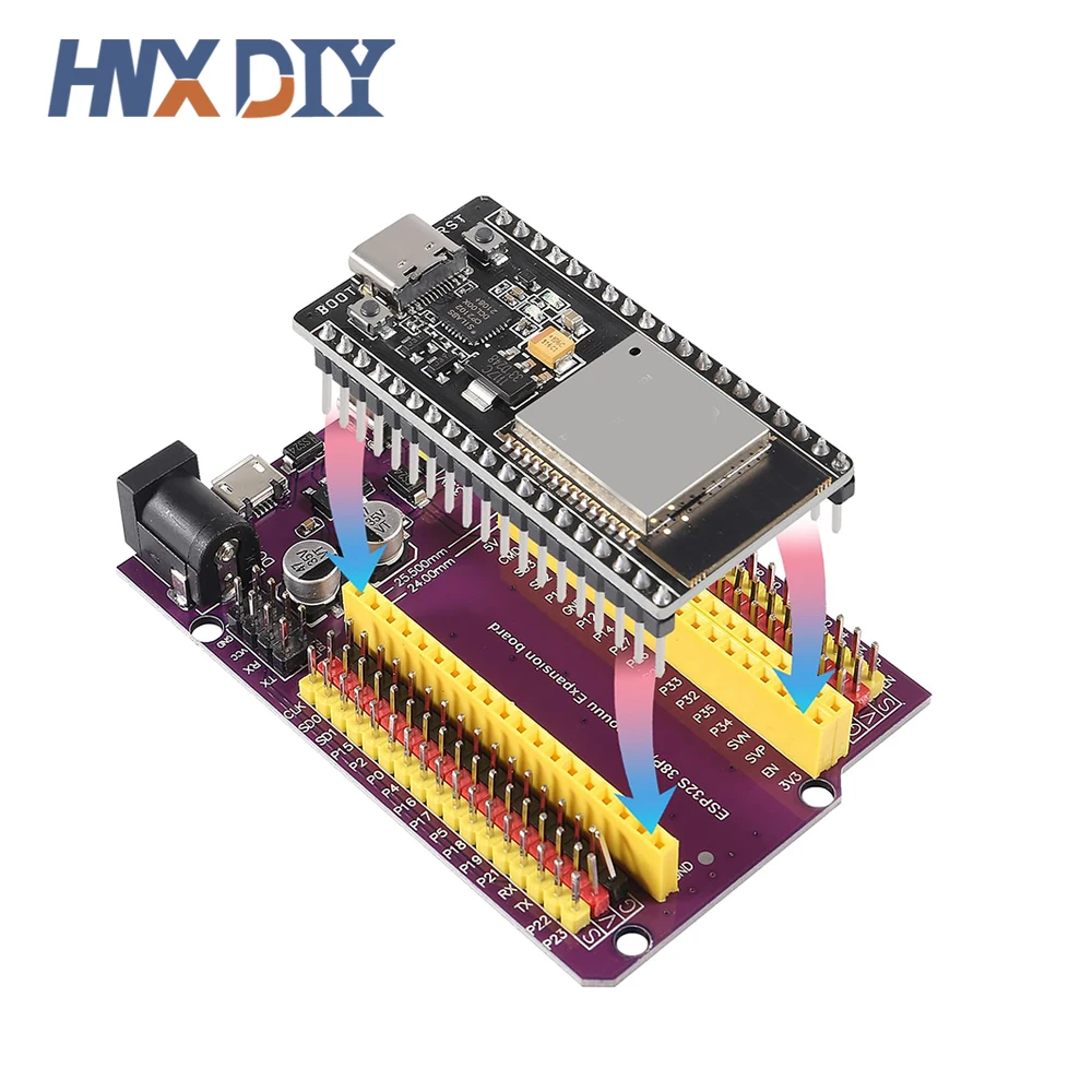1-5 комплектов макетной платы ESP32 TYPE-C USB CP2102 Wi-Fi + Bluetooth двухъядерный ESP32-DevKitC-32 Плата расширения ESP-WROOM-32 38PIN