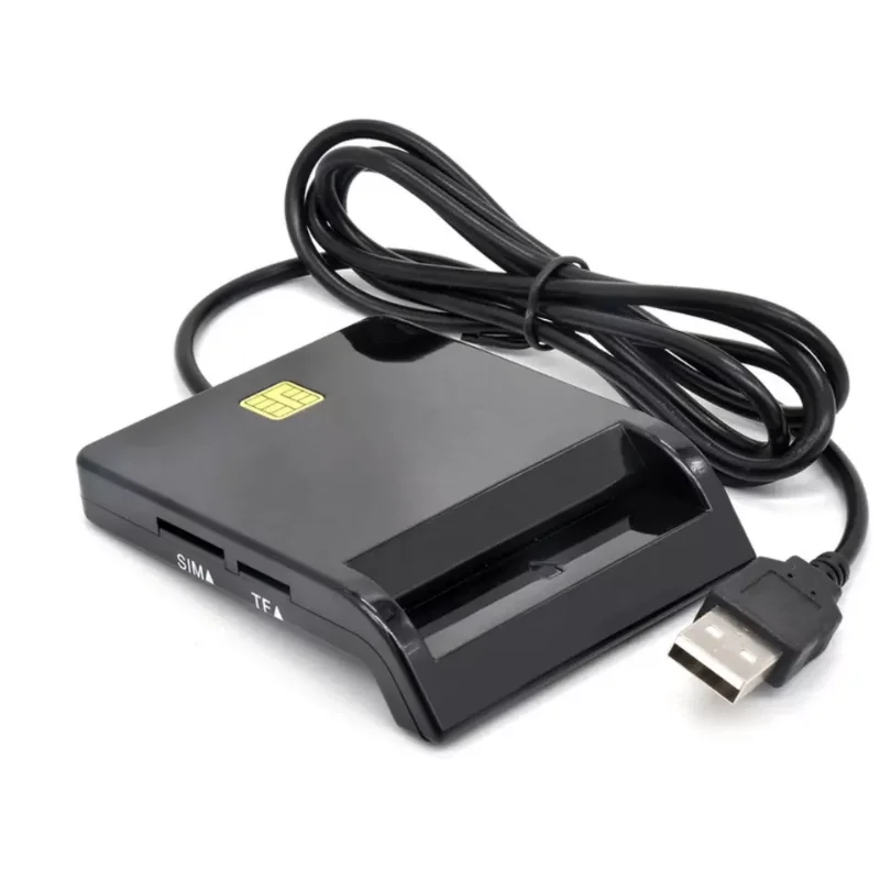 Multifunctionele ID-kaartlezer Zwart Smart Tax Return Bank ID-kaartlezer Sim-telefoonkaart Smart Chip Reader LED-indicator