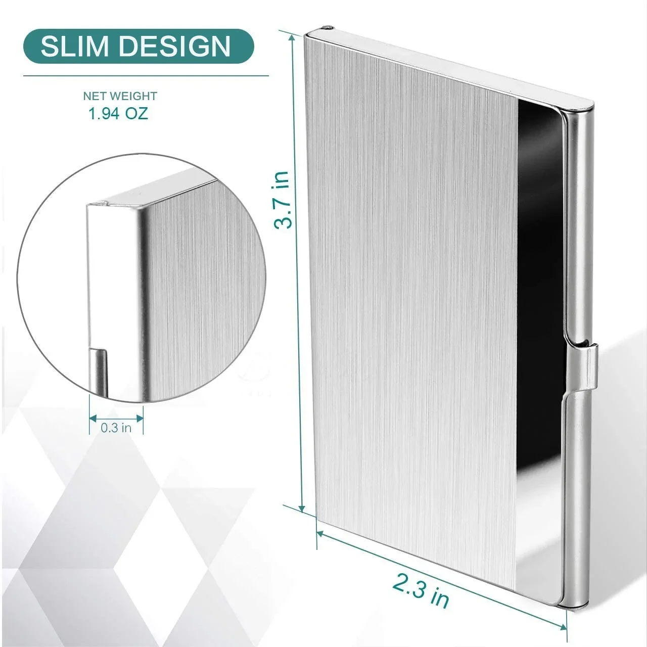 Porta biglietti da visita premium ultra sottile in acciaio inossidabile - Custodia tascabile in metallo argentato per uomo e donna Portafoglio dal design semplice