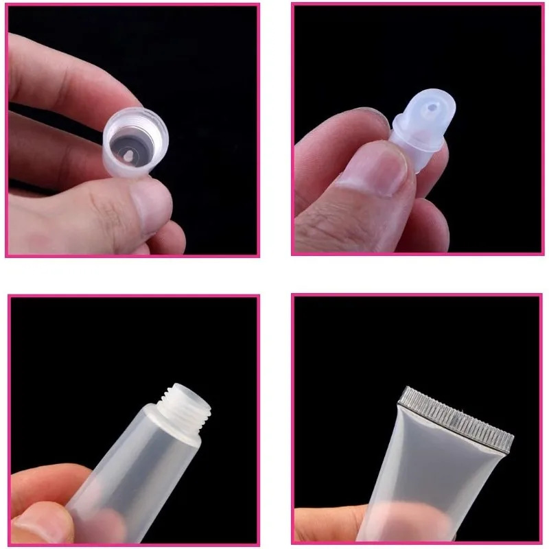 6pcs 5/10ml Mini Clear Soft Empty Lip Balm Tubes Portable Travel Lip Gloss Containers DIY Makeup Packaging Tools for Women/girl