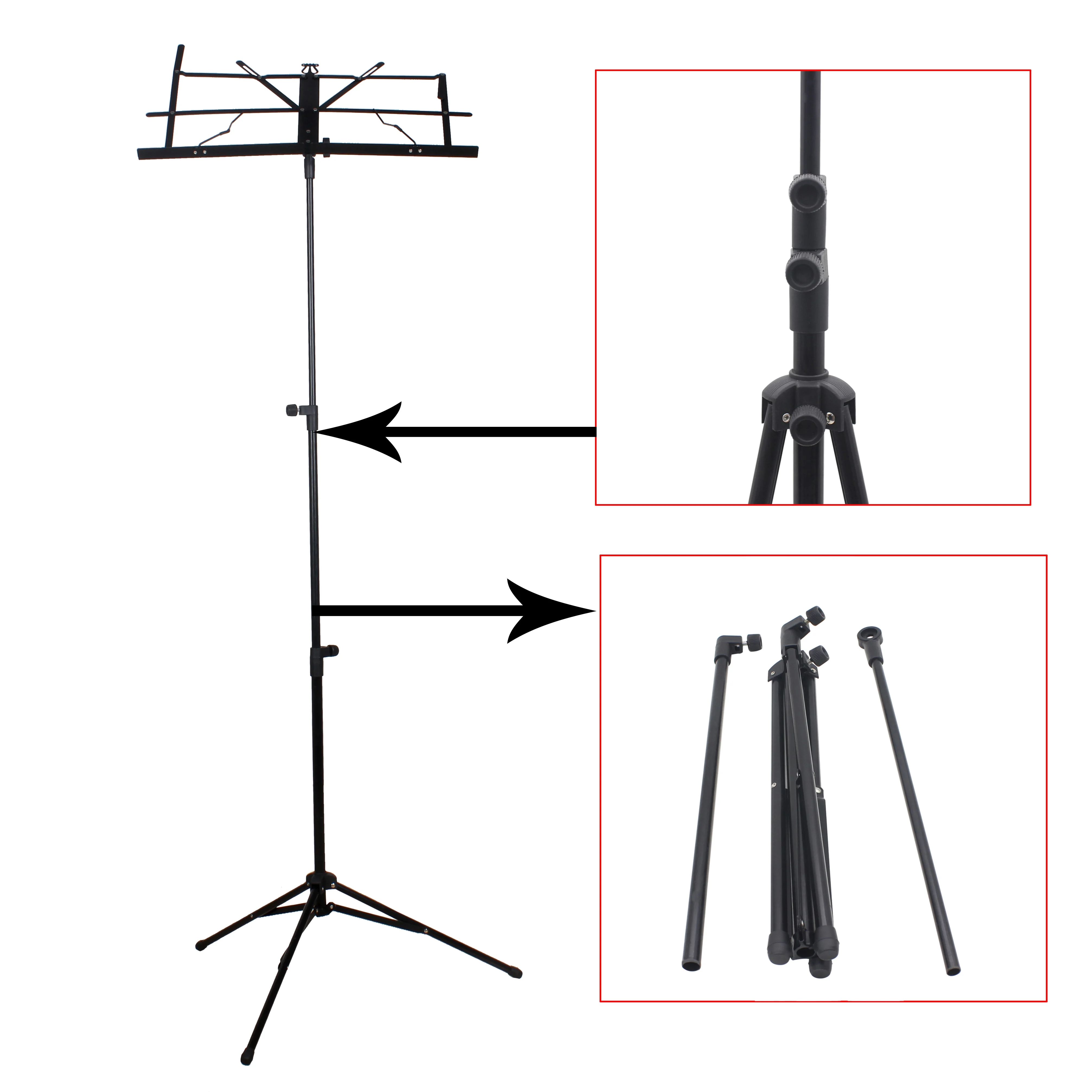 Music Sheet Stand Foldable Stainless Steel Tripod Stand Holder with Bag Height Adjustable Musical Instrument Accessories