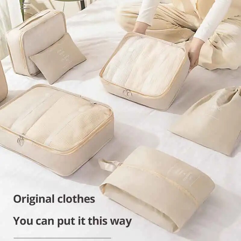 7 pçs/set saco de armazenamento de viagem saco de armazenamento de bagagem conjunto roupas mala roupas roupa interior esperando para produção acabamento embalagem