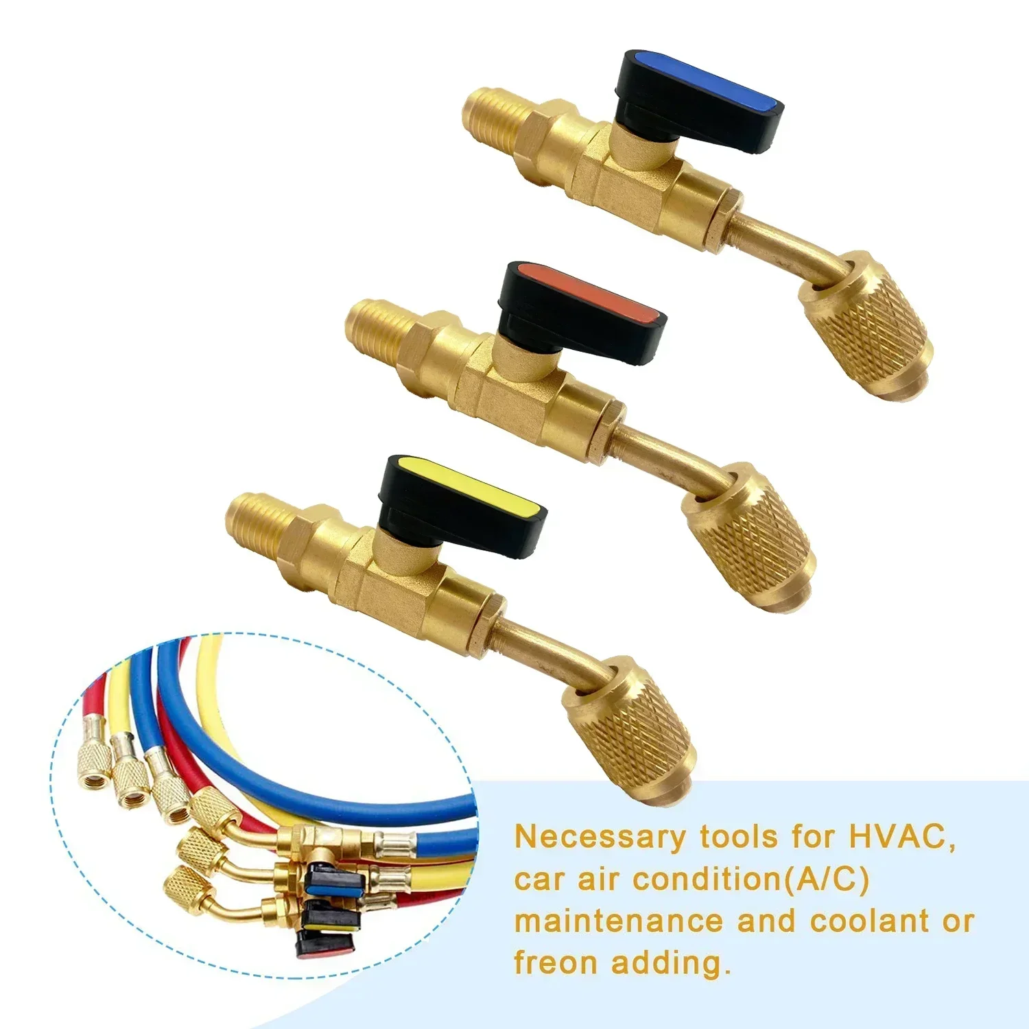 เครื่องปรับอากาศสารทําความเย็นวาล์ว 1/4 "SAE ตรงปิดวาล์วสําหรับ R134A R410A R22 R12 สายชาร์จ AC สารทําความเย็น