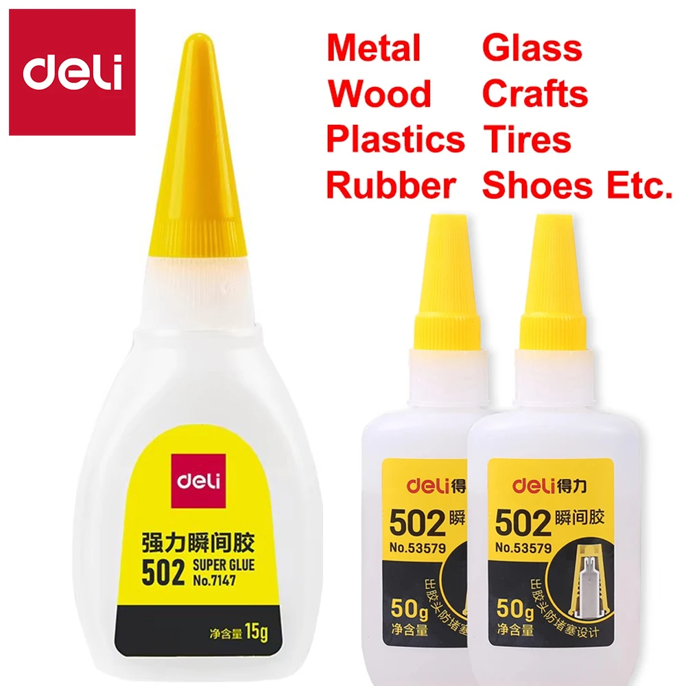 Deli 502 Super Colla Professionale Forte Veloce Adesivo Istantaneo Cianoacrilato Hardware Metallo Auto Legno Mestiere Hobby Secondi Bond