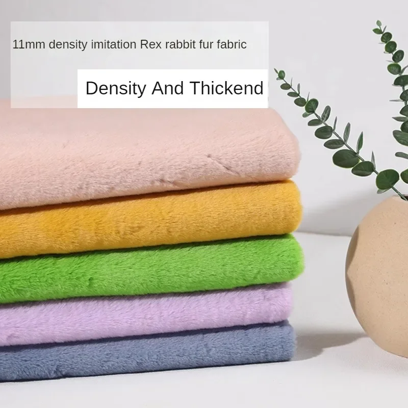 Kain bulu kelinci Rex imitasi tebal dengan Meter, untuk syal pakaian karpet latar belakang Diy jahit polos lembut hangat kain Pink