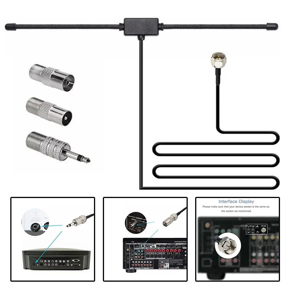 Antena de Radio FM, antena dipolo FM para receptor estéreo, sistema de música, Radio FM, Audio estéreo para el hogar, receptor de cine en casa