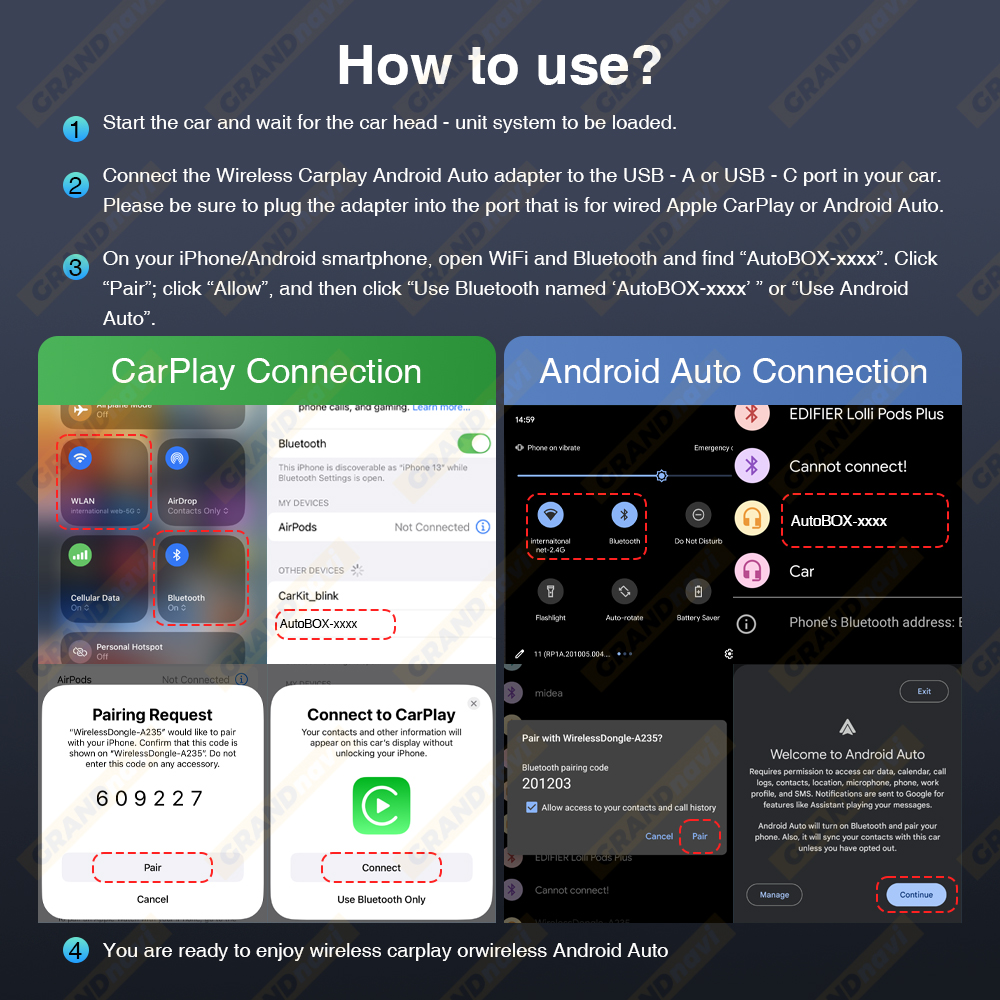 New Wireless CarPlay Android Auto Adapter USB Dongle Smart Mini Box Plug And Play Universal For VW Toyota Nissan Honda Ford Benz