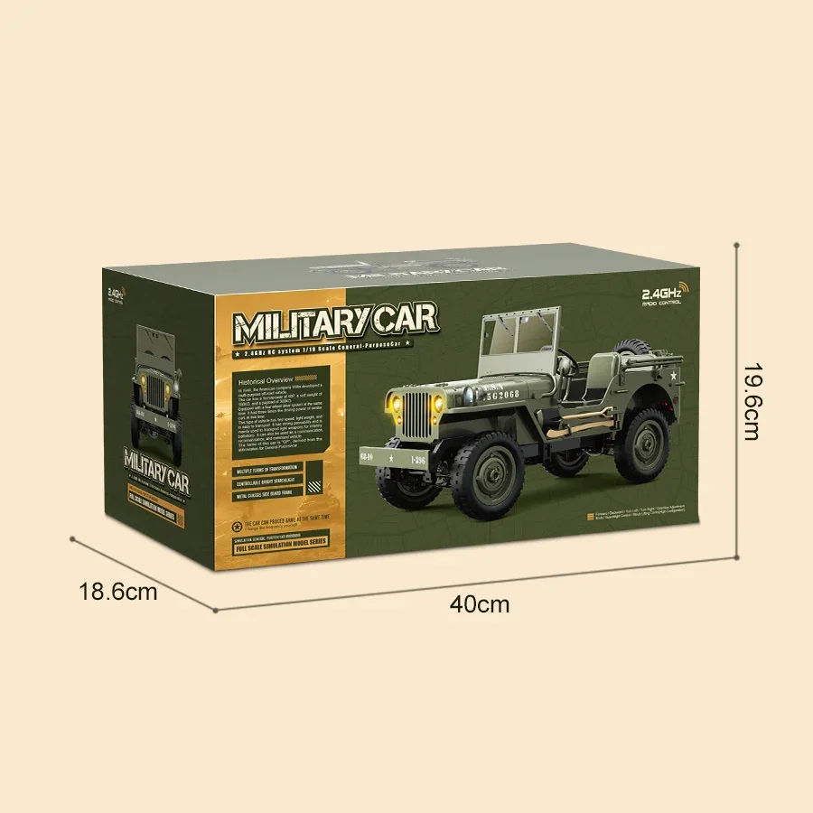JJRC C8815 Rc Auto 1:10 JEEP MB 2.4g 4wd RTR Crawler Klimmen Schaal Militaire Vrachtwagen Terreinwagen Volwassen Speelgoed Cadeau voor Kinderen