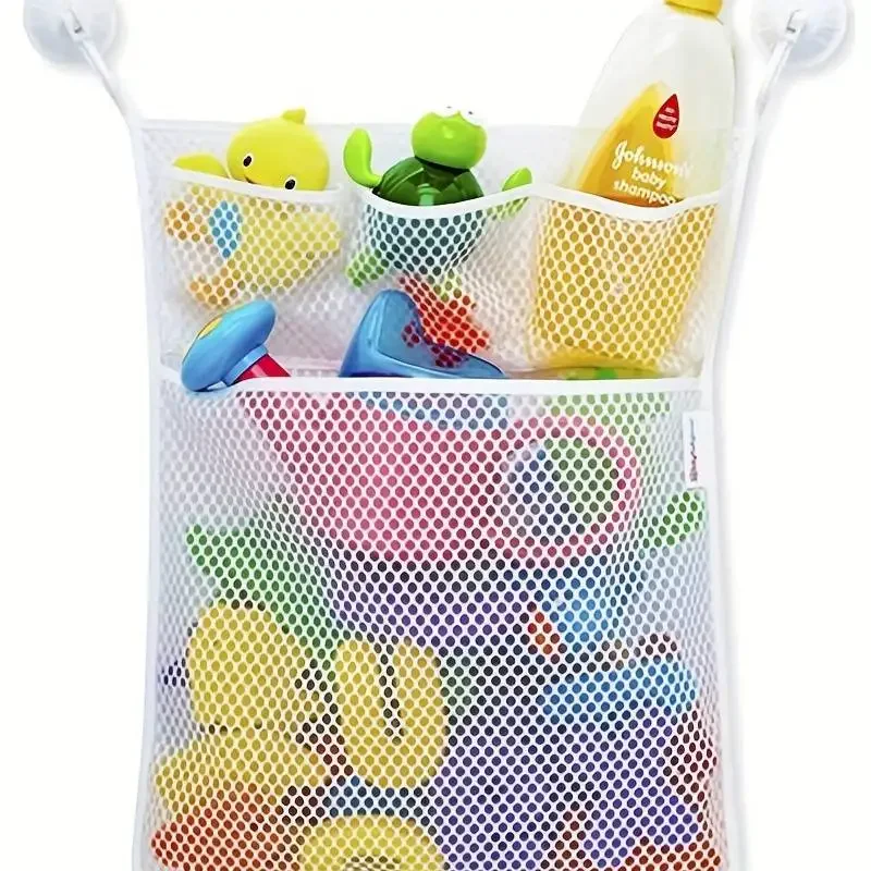 Chuveiro de bebê brinquedos de banho branco bebê crianças brinquedo malha de armazenamento com ventosas fortes saco de brinquedo net organizador do banheiro