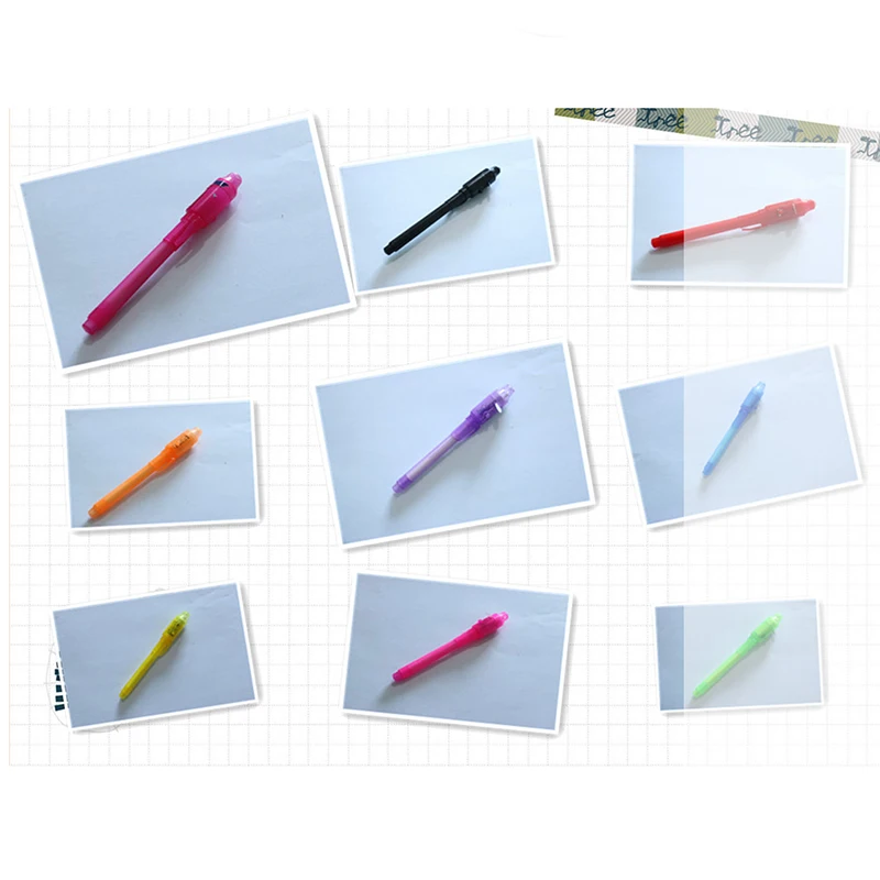 Magie Nachtlicht Stift UV Schreiben Unsichtbare Tinte Stift kinder Spielzeug Kreative Schreibwaren Schule Büro Malerei Tinte Stift 12 stücke rando