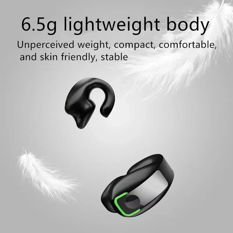 Tws Bluetooth 호환 5.3 무선 헤드폰 골전도 헤드셋 클립 싱글 이어 이어폰 공기 전도 스포츠 이어 버드