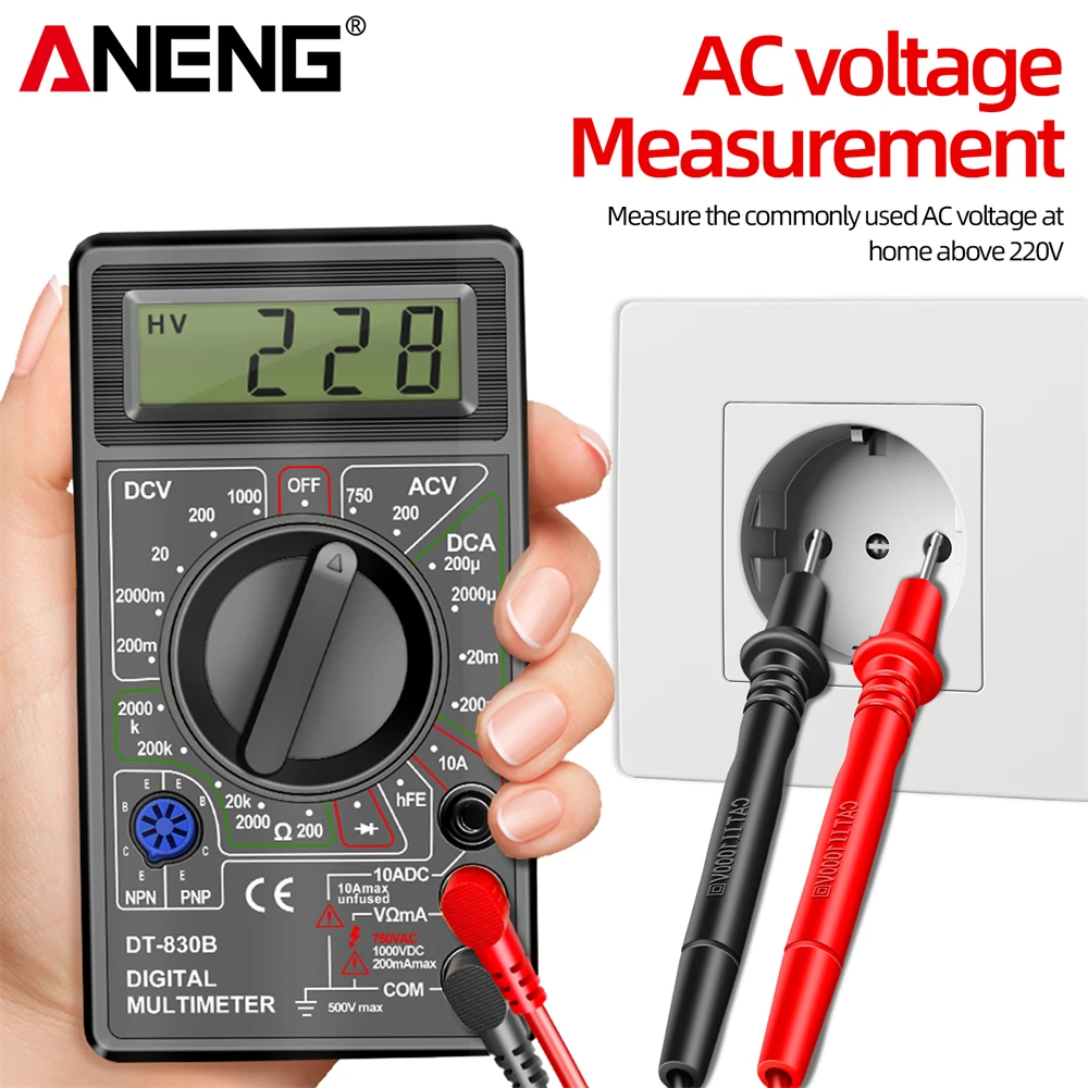 ANENG DT830B เครื่องทดสอบมัลติมิเตอร์มือถือมัลติมิเตอร์มัลติมิเตอร์แบบดิจิตอล Professional Multi Meter Multimetro Ohm Maltimeter เครื่องมือ
