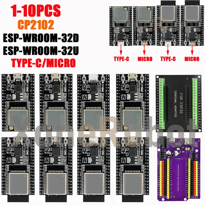 1-10 шт. основная плата ESP32-DevKitC TYPE-C/MICRO ESP32 макетная плата ESP32-WROOM-32D/U WIFI + Bluetooth-совместимый IoT NodeMCU-32