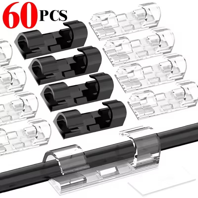 Organizador de Clips de cables, soporte para cables, gestión de cables, administrador de cables autoadhesivo, abrazadera fija, enrollador de cables para el hogar, oficina y coche