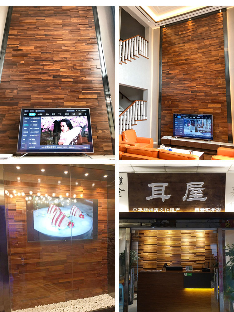 天然チーク材モザイクタイル 90 × 30 センチメートル音響木製パネル 4 ピース/箱ホームオフィスインテリア壁アート装飾 2025 新着