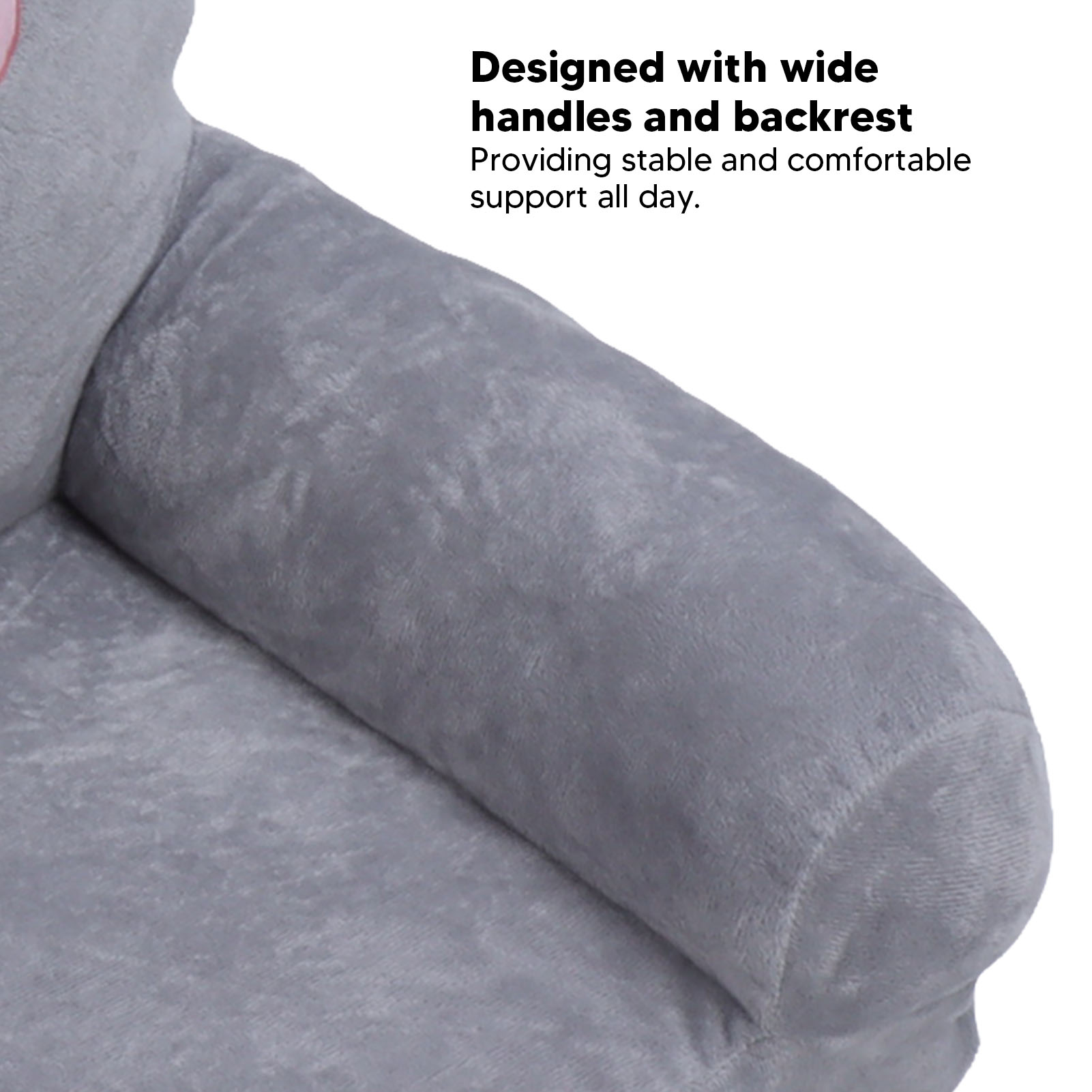 Couch Kids Sofa Cartoon Gray Dog  Foldable Wide Handle Soft Breathable Toddler Chair for Reading Relaxing Sleeping