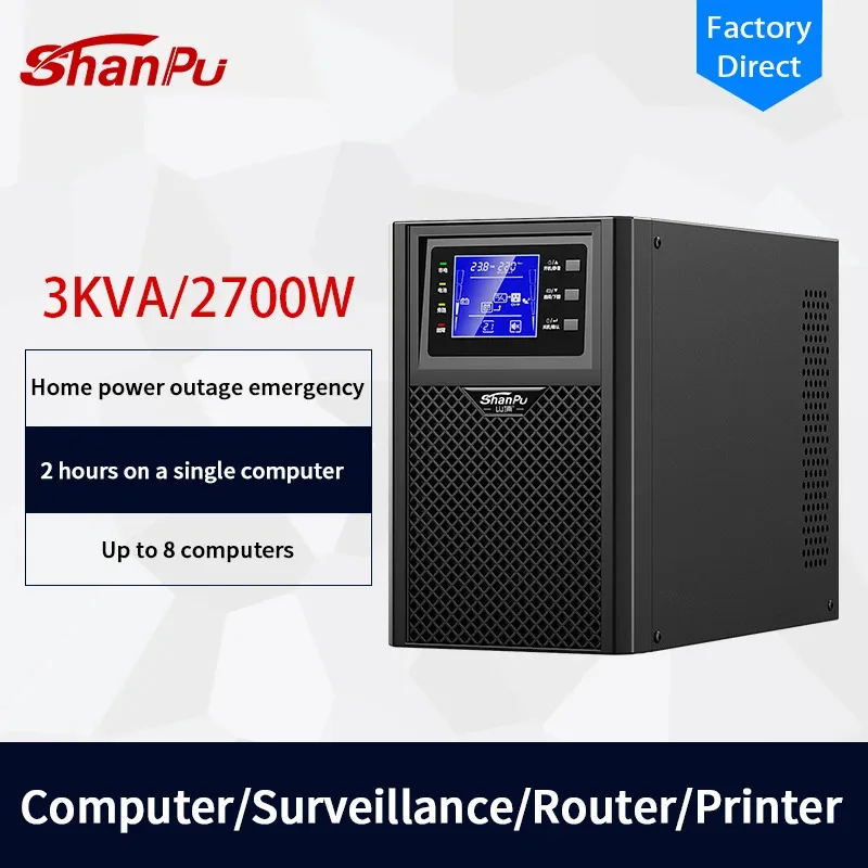 3KVA 2700W 220V Online Ups Ecologic Battery Backup Surge Protector Ups System Uninterruptible Power Supply