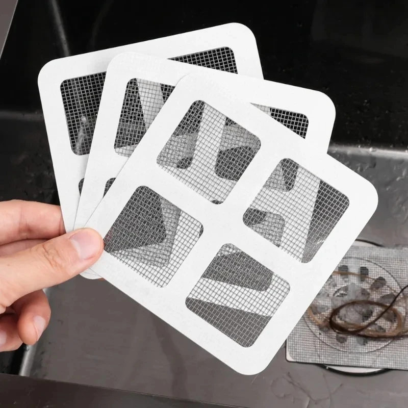 Autocollant jetable pour Drain de sol, 5 à 20 pièces, couvercle collecteur de cheveux pour douche, crépines d'évier, filtres à cheveux, filtre en maille pour baignoire