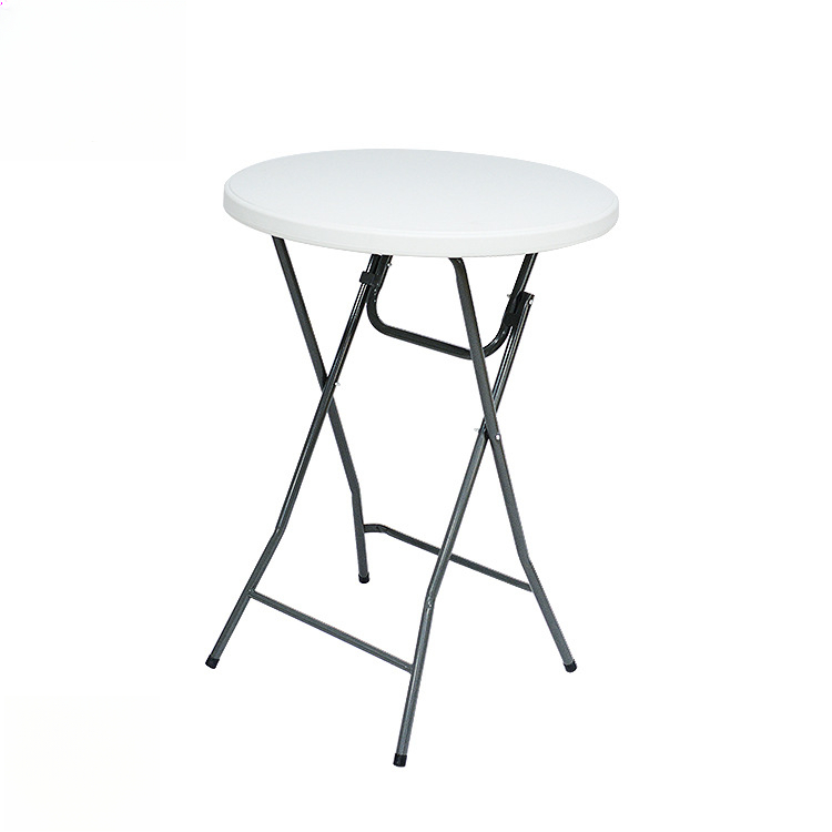 Faltbare, tragbare, Durchmesser 60/80 cm, weiße, hohe, runde Cocktail-Kunststofftische für Bar, Party, Outdoor