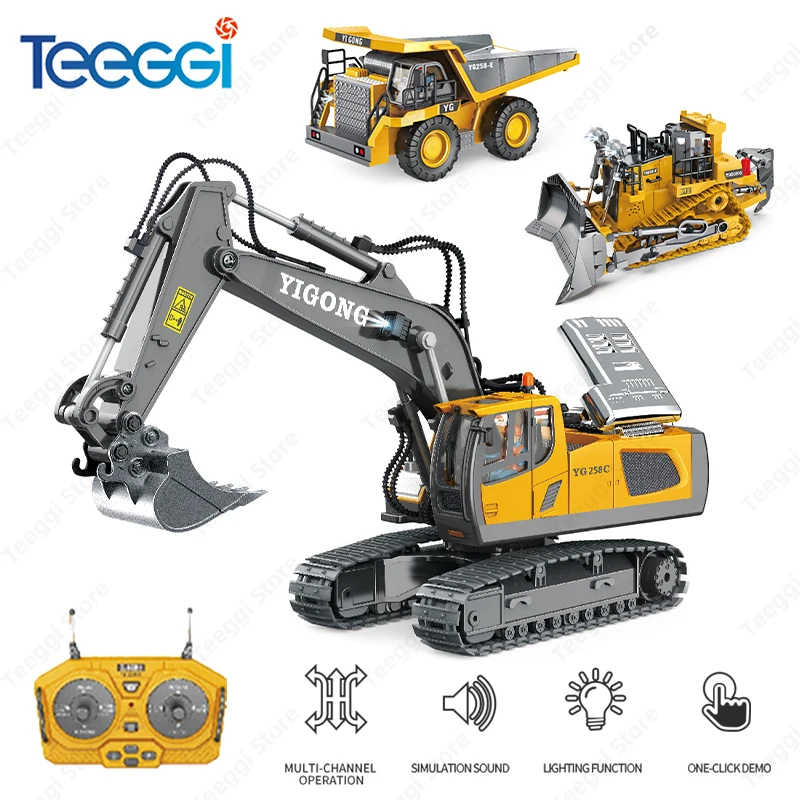 Teeggi 1:20 RC pelle voiture enfants jouets 2.4G télécommande camion à benne basculante voiture Bulldozer jouet Radio voiture électrique pour enfants cadeau
