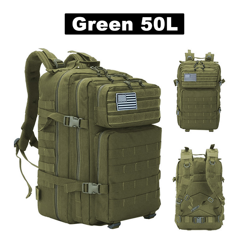 Zaino scolastico 3P Zaino Molle per borsa da caccia da trekking Zaini tattici da uomo da 50 litri Borse da viaggio per esterni all'aperto