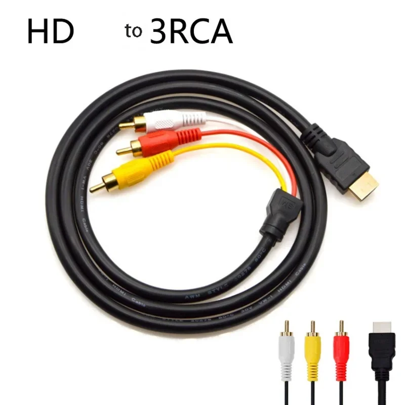 Cabo hdmi compatível com 3rca 1.5m com hdmi 1.4 para av cabo de áudio e vídeo hd