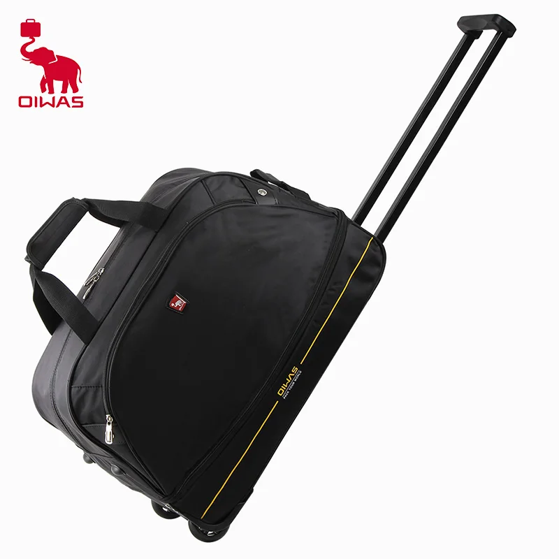 OIWAS-mochila masculina com carrinho, mala de rolamento dobrável, repelente de água, bagagem de mão com rodas, bolsa de mão, pacote de expansão de 56 litros