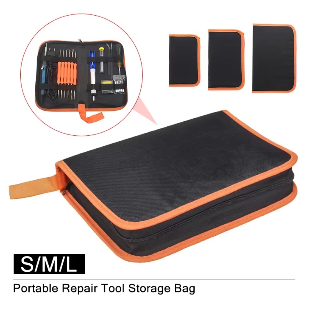 Hardware Repair Toolbag Portable Household Electric Soldering Iron Tool Bag Multi-function PU Leather Zipper Tools Bag Work Bag