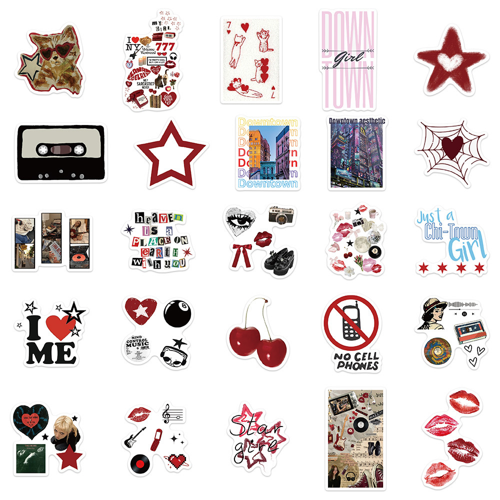 10/30/50pcs Cool Downtown Y2K สาวสติกเกอร์แนวโน้มการ์ตูน Decals ตกแต่ง DIY สเก็ตบอร์ดแล็ปท็อปโทรศัพท์จักรยาน Graffiti ของเล่นเด็ก