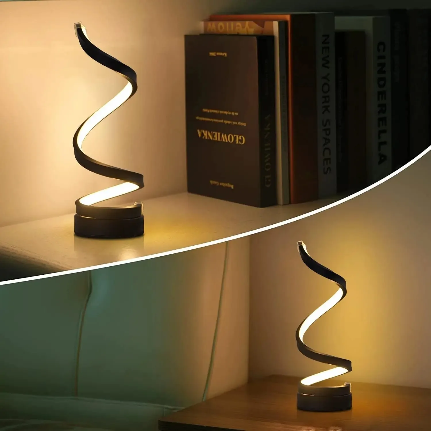 Lampade da tavolo per soggiorno, moderna lampada da tavolo a LED dimmerabile a spirale, piccole lampade da comodino, lampada da comodino per camera da letto ufficio casa