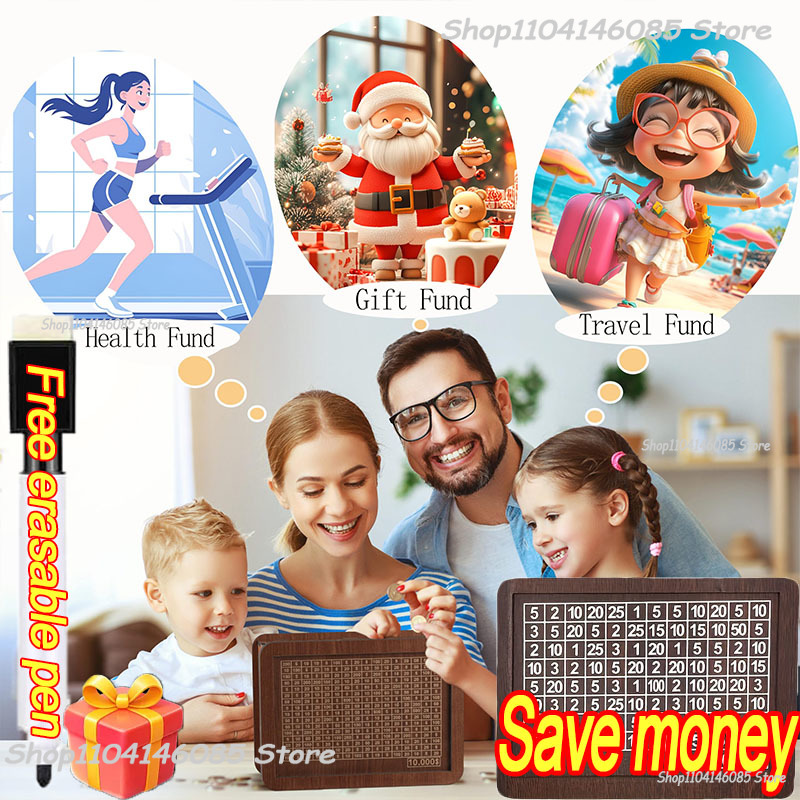 1000/3000/5000/10000 Euro Spardose Holz Sparschwein Wiederverwendbare Geld Tresor Sparbox Herausforderung Bargeld Aufbewahrungskoffer Kinder