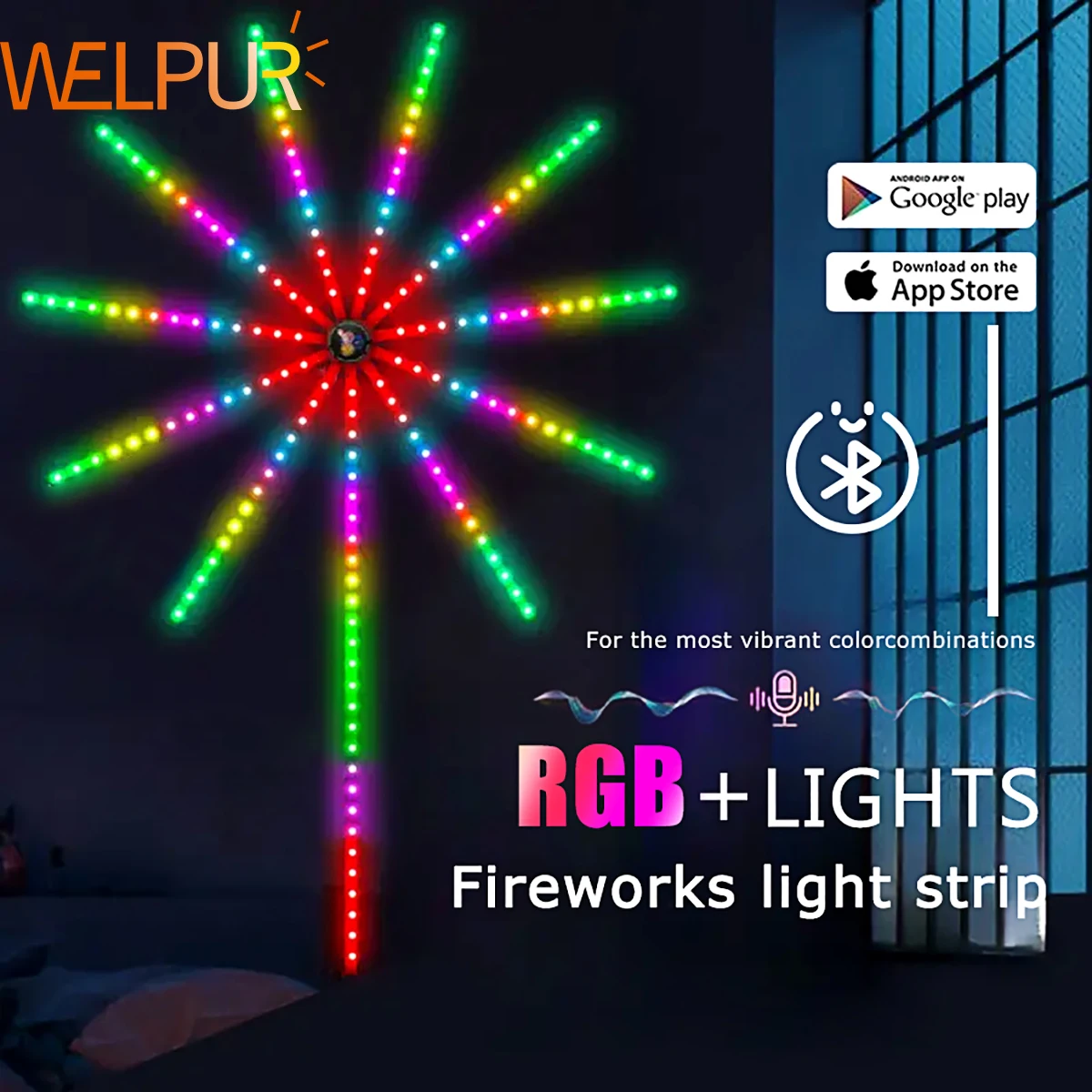 Paski fajerwerków LED RGBIC Zdalnie sterowane świąteczne nastrojowe światło Bluetooth APP Synchronizacja muzyki Ściana telewizora Dekoracja sypialni