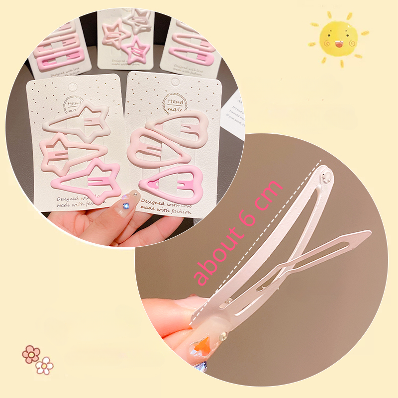 3/6 unids/set nuevas niñas moda Color café adorno de estrellas geométricas pinzas para el cabello rosa horquillas dulces para adultos accesorios para cabello femenino