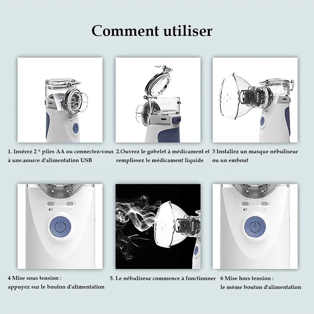 Soins de santé Mini nébuliseur d'inhalation portable portable silencieux ultrasons micro-maille inalador nébulizador enfants et adultes Automizer