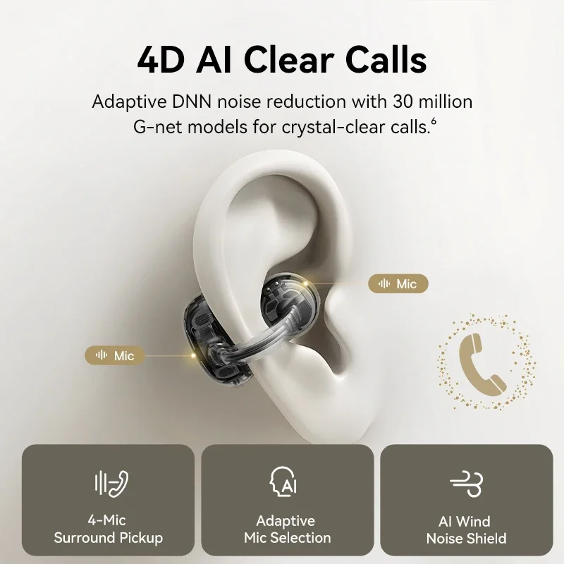 Baseus MC1 Pro auriculares inalámbricos con Clip para la oreja Bluetooth 6,0 auriculares Ultra abiertos de alta resolución pendientes con Clip ENC de 4 micrófonos en los oídos