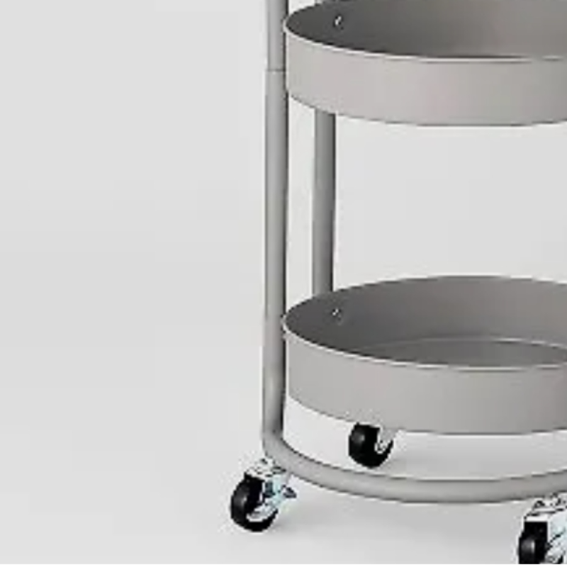 3 Tier Round Metal Utility Cart Gray - Brightroom