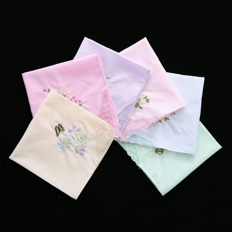 ผู้หญิงนุ่มสีทึบดอกไม้ลูกไม้ขอบ Hankies สำหรับงานแต่งงาน