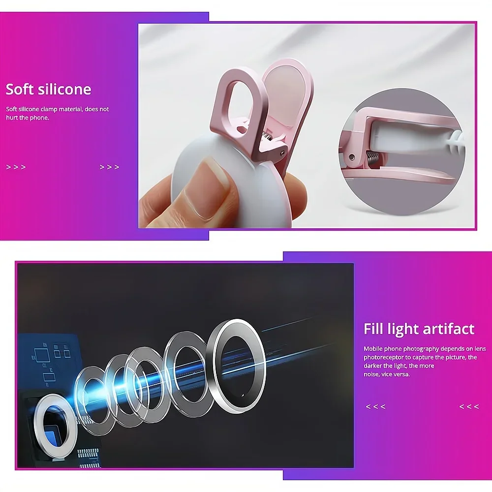 Fill Light lamp Mini Clip Mobile Phone Cold Warm Super Bright ABS Synthetic Plastics Three Block Camera Lens For Selfie Artifact