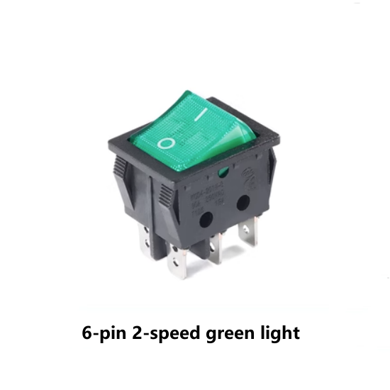 Interruptor basculante KCD4 30A para barco, KCD4-201N-B, 4 pines, 2 velocidades, 6 pines, 2 velocidades, 220V, negro, azul, amarillo, verde, luz roja
