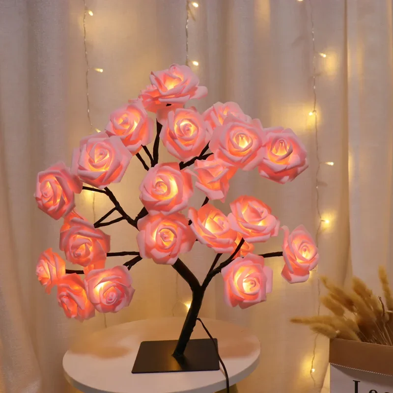 LED Tischlampe Rose Blume Baum USB Nachtlichter Dekoration LED Tischleuchten Partys Weihnachten Weihnachten Hochzeit Schlafzimmer Dekor