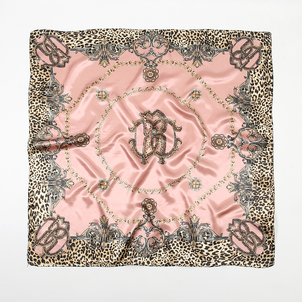 90*90cm Seide Satin Quadrat Schal Frauen Leopard Gedruckt Stirnband Luxus Designer Schal Taschentuch Foulard Seide Haarband