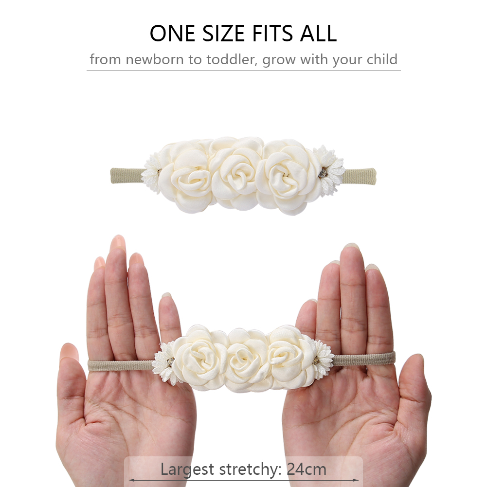 3 unids/set de diademas de flores artificiales para bebés, diademas de nailon con diamantes de imitación para niñas, accesorios de fotografía Mini Ins para niños, sombreros de moda para niños