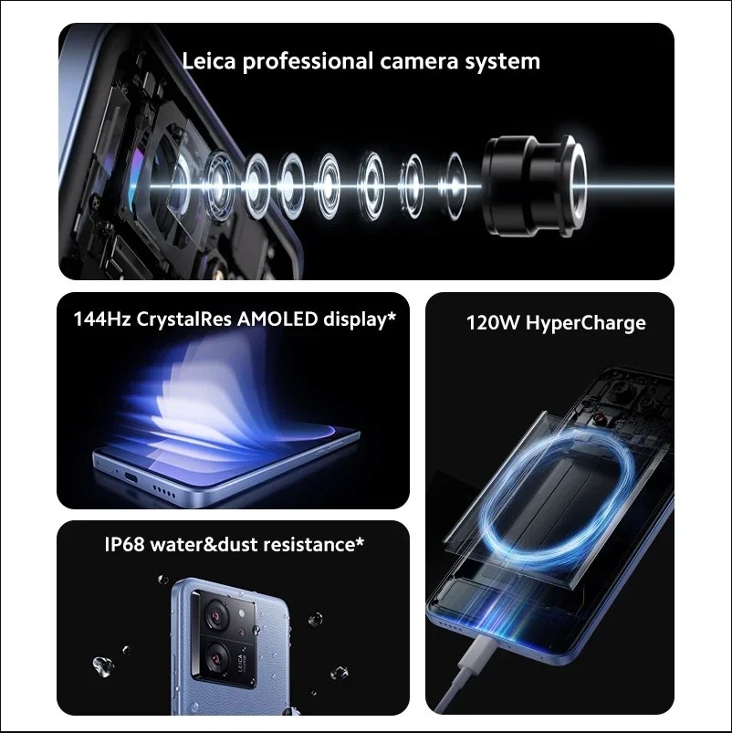 Xiaomi-Appareil photo Leica 13T Pro, 5G, 50MP, 144Hz, 6.67 ", AMOLED, 5000mAh, 120W, HyperCharge, IP68, Version globale