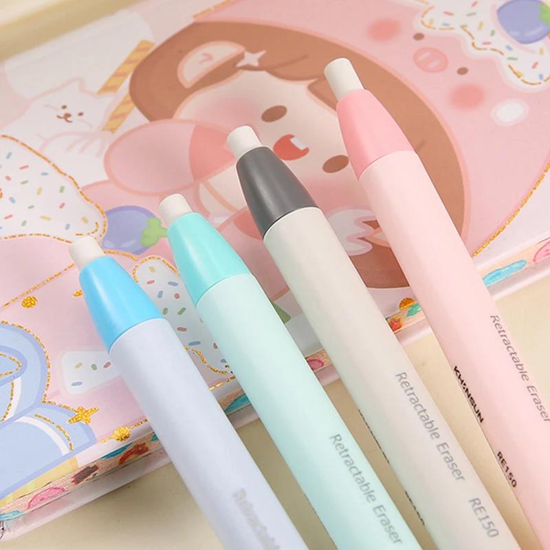 KHINSUN Press Gomma da matita retrattile Correzione Cancelleria Stile penna Gomma da matita per bambini Gomme per materiale scolastico per scrittura