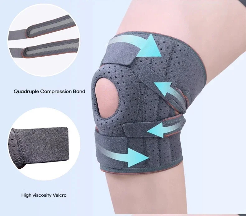 Joelheiras esportivas antiderrapantes de silicone, equipamento de proteção para ciclismo, respirável, corrida e montanhismo, suporte de mola