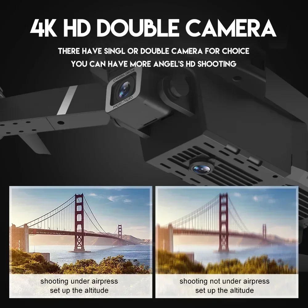โดรน 4K E88Pro พร้อมกล้อง HD คู่ 1080P, พับได้, WiFi FPV, เฮลิคอปเตอร์ RC สําหรับการถ่ายภาพทางอากาศและการเป็นของขวัญ