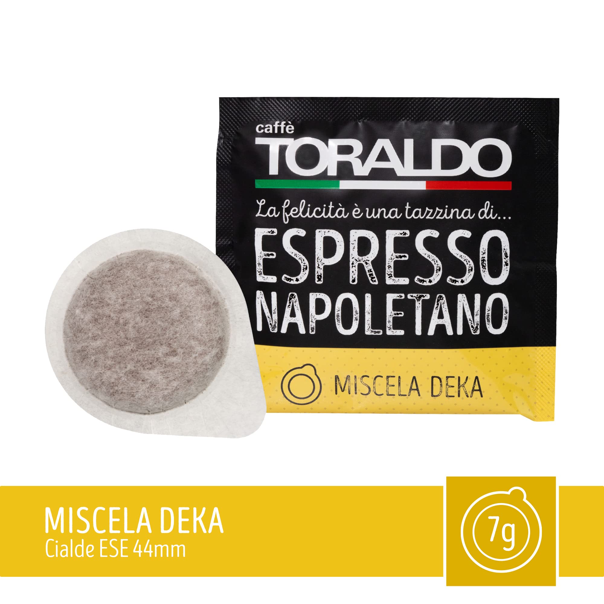 TORALDO KOFFIE |   Caffes ESE44 |   Koffie geselecteerd, geroosterd en Torrefied in Italië |   Excellence of the Napolitan Coffee (600 Caffes, Mixture Dek)