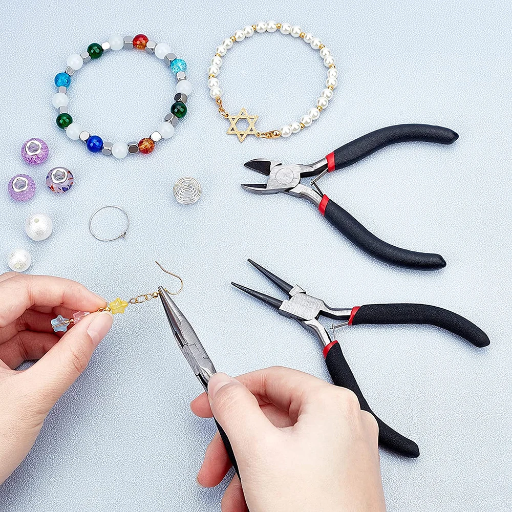 1 個ジュエリー DIY プライヤーツール機器フラット/ラウンド/ベントノーズワイヤーカッタープライヤー研磨黒ガンメタル炭素硬化鋼