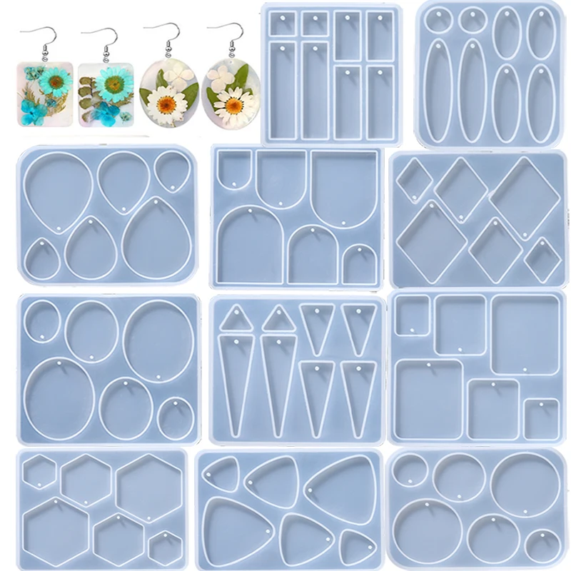 Molde De Silicone Geométrico para Fazer Jóias, Pingente De Resina Epóxi, Brinco Chaveiro, Colar Encantos, DIY