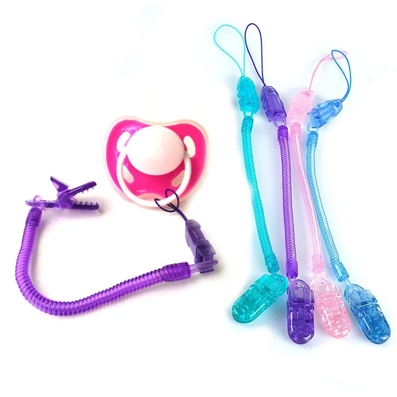 Baby Pacifier Anti Drop Chain Extendable Spring Clip  Traction Coil Pacifier Anti Drop  Baby Accessories